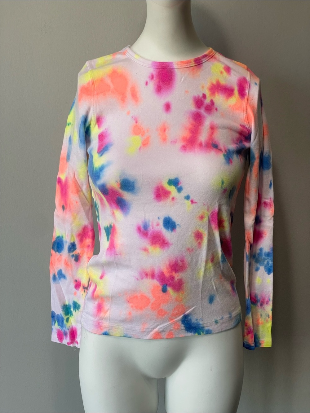 Hard Tail Neon Tie-Dye Long Sleeve Crewneck - Pink, Orange, Yellow, Blue